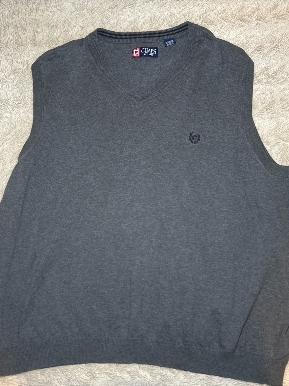 Chaps Men's Charcoal Gray V-Neck Sweater Vest